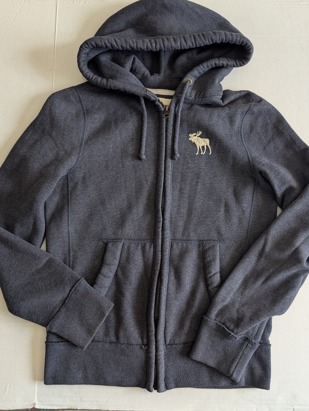 Pre-Loved Abercrombie & Fitch Navy Blue Full Zip Hoodie Mens size small